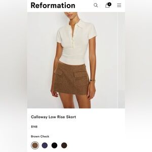 Calloway Low Rise Skort in Brown Check
